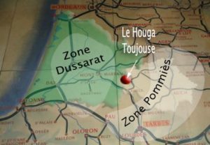 Carte des zones d'influences des maquis Dussarat et Pommiès