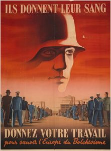 Une affiche du STO qui vante le soutien au soldat Allemand, rempart contre le bolchévisme