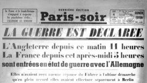 Une de Paris soir déclaration de la guerre en 1939