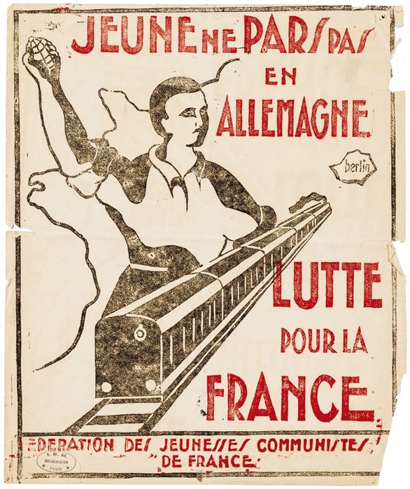 Une affiche des jeunesses communistes contre le STO